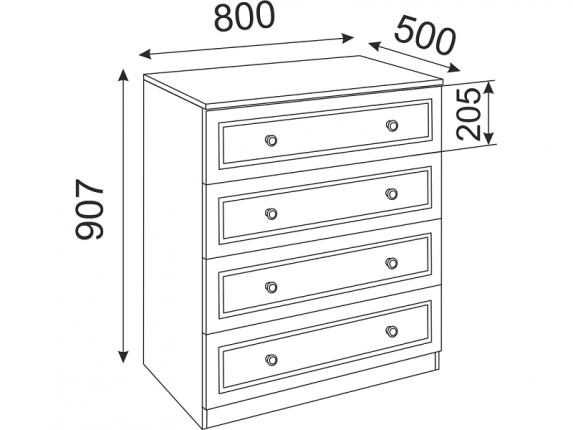 Комод Беатрис М05 ШхВхГ 800х907х500 мм